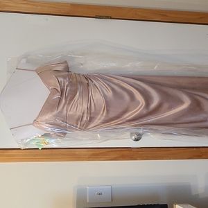LIKE NEW:David's Bridal charmeuse cowl bridesmaid dress with swag sleeves